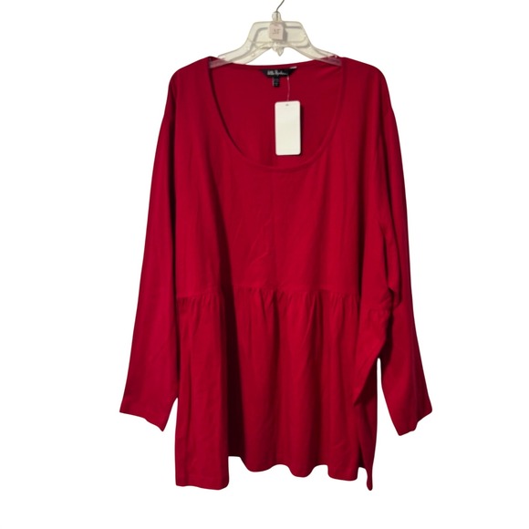 Ulla Popken Tops - Ulla Popken Red Long Sleeve Babydoll Tunic Top Plus Size 32/34 NWT